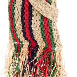 Gucci Web Crossbody Raffia Bag